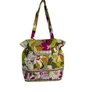 Vera Bradley Shoulder Bag Laura Style Portobello Road Pattern Purse Green Purple